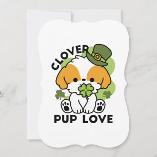 Clover Pup Love – St. Patrick's Day Hondenontwerp Kaart