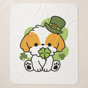 Clover Pup Love – St. Patrick's Day Hondenontwerp Sherpa Deken