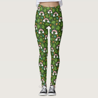 Clover Regenboog St. Patrick's Day Patroon Leggings