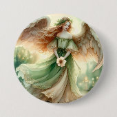 Clover Sereniteit Engel Ronde Button 7,6 Cm (Voorkant)
