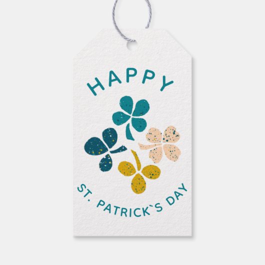 Clover Shamrock Drawing Happy St. Patrick's day Cadeaulabel (Achterkant)