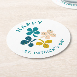 Clover Shamrock Drawing Happy St. Patrick's day Ronde Kartonnen Onderzetter