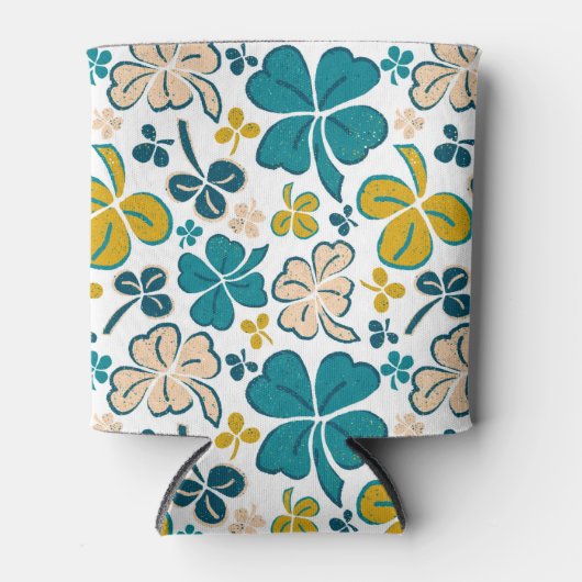 Clover Shamrock Green Pattern St. Patrick's Day Blikjeskoeler (Voorkant)