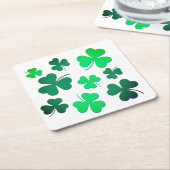 Clover Shamrock Irish Green Spring St Patrick Day Vierkante Kartonnen Onderzetter (Schuin)
