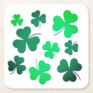 Clover Shamrock Irish Green Spring St Patrick Day Vierkante Kartonnen Onderzetter