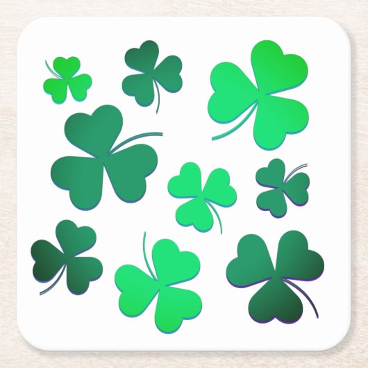 Clover Shamrock Irish Green Spring St Patrick Day Vierkante Kartonnen Onderzetter (Voorkant)