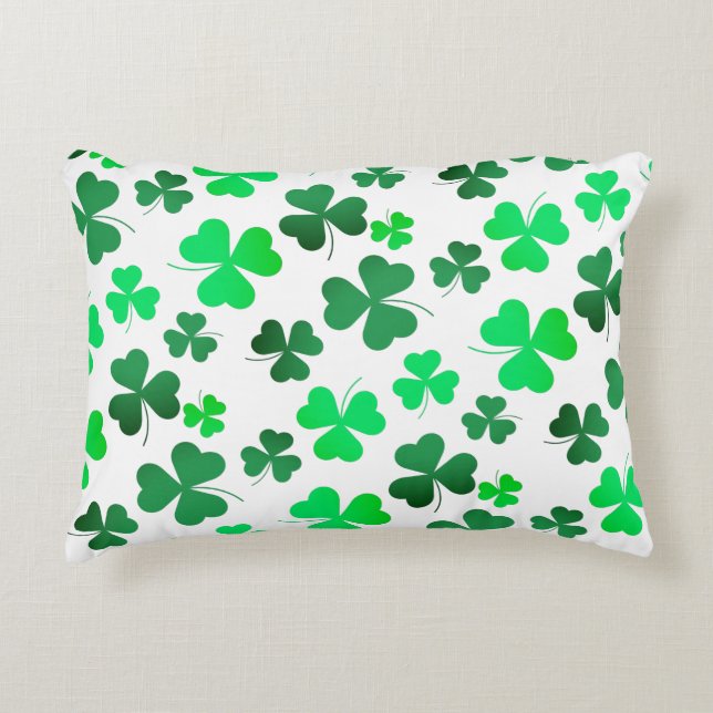 Clover Shamrock Irish Green Spring St Patricks Day Accent Kussen (Voorkant)