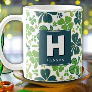 Clover Shamrock Monogrammed St. Patrick's Day Koffiemok