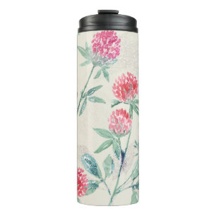 Clover, shamrock op beige. thermosbeker