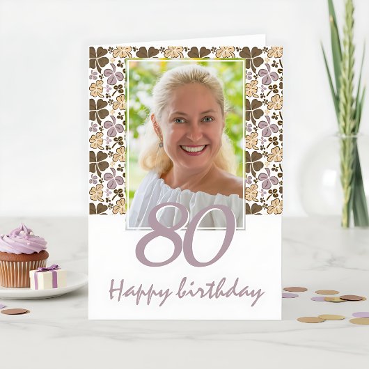 Clover Shamrock Pattern 80th Birthday Foto Kaart