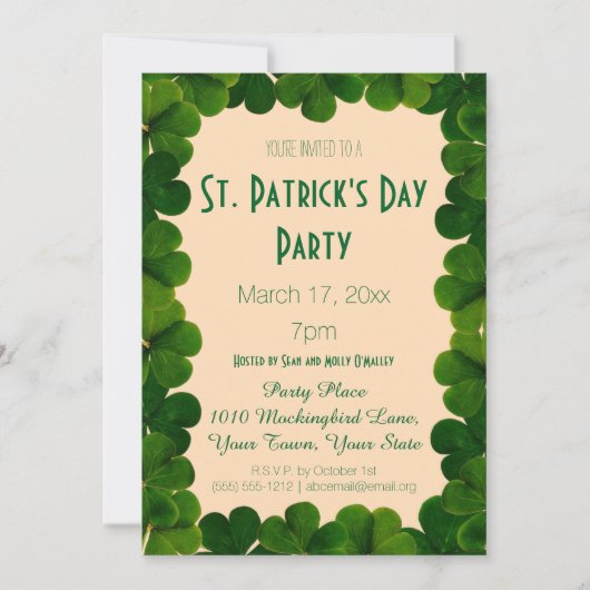 Clover St. Patrick's Day Party Invitation Kaart (Voorkant)