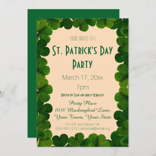 Clover St. Patrick's Day Party Invitation Kaart (Voorkant / Achterkant)