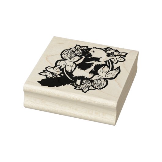 Clover Tuxedo Cat Floral Cats Rubberstempel (Stempel)