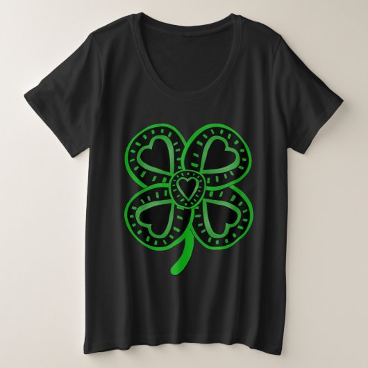 Clover vert noir avec coeur - St Patrick (Design devant)