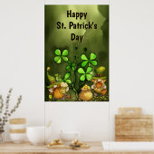 Clovers and Leprechaun Gnomes St. Patrick's Day Poster (Keuken)