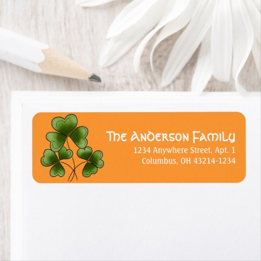 Clovers d1 Irish St. Patrick's Day Adresetiketten Etiket (Insitu)