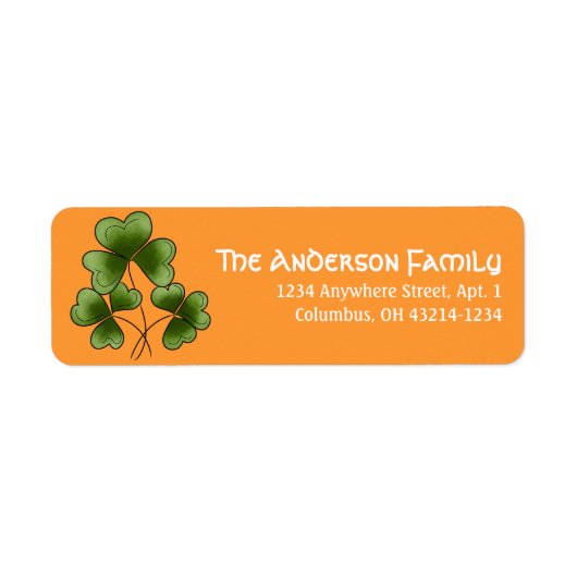 Clovers d1 Irish St. Patrick's Day Adresetiketten Etiket (Voorkant)