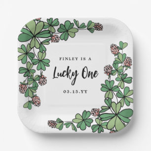 Clovers Lucky One Girl First Birthday Papieren Bordje
