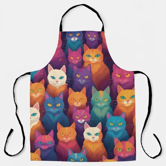 Clowder van kleurrijke katten schort (Voorkant)