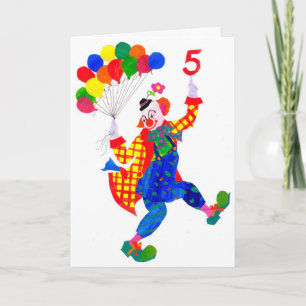 Clown 5 jaar oude verjaardagskaart kaart