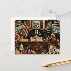 Clown aan het bureau briefkaart