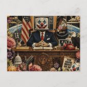 Clown aan het bureau briefkaart (Voorkant)