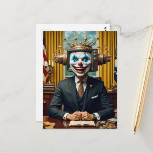 Clown aan het bureau briefkaart