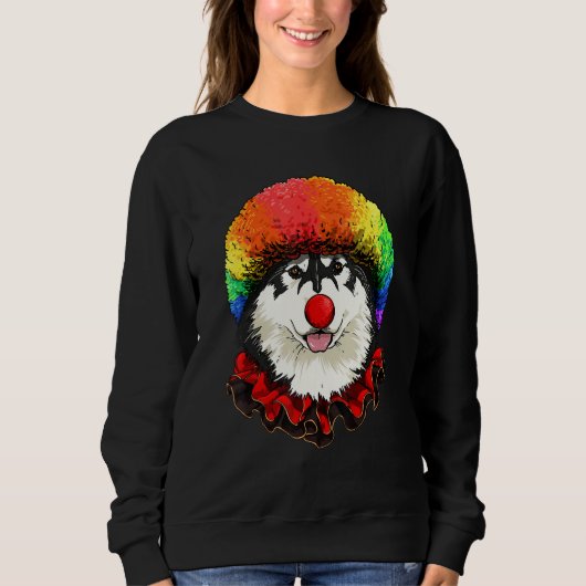 Clown Alaskan Malamute Carnival Circus Staff Husky Trui (Voorkant)