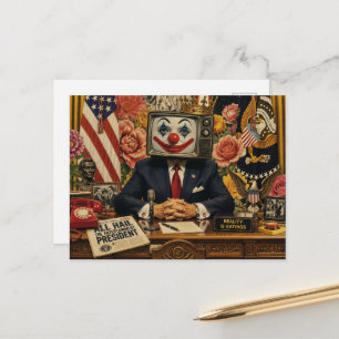 Clown bij het Amerikaanse bureau Briefkaart