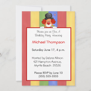 Clown Birthday Invitation Kaart