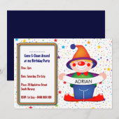Clown Birthday Invitation Kaart (Voorkant / Achterkant)
