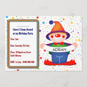 Clown Birthday Invitation Kaart