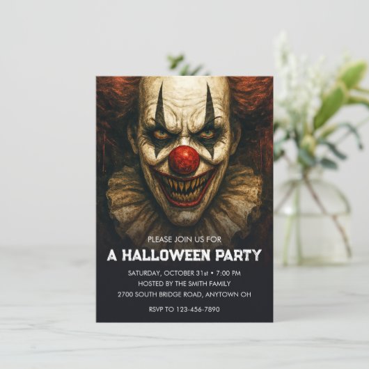Clown Carnaval van de Schreeuwen Halloween Party Kaart (Staand voorkant)