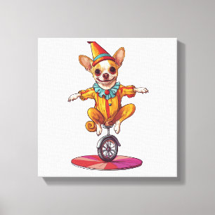 Clown Chihuahua � Grappige Circus Hond Canvas Afdruk