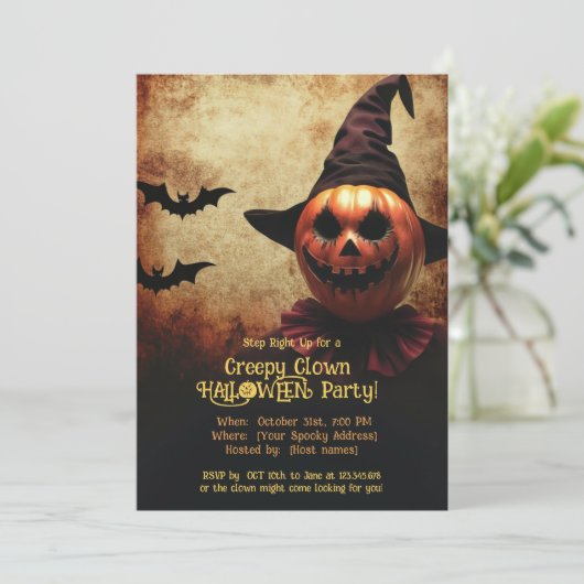 Clown déplaisant Halloween Bash Invitation (Debout devant)