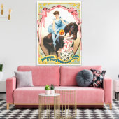 Clown die bloemen overhandigt aan een vrouw te paa canvas afdruk (Insitu (Woonkamer))