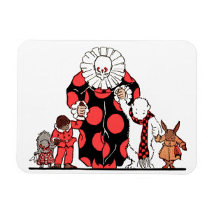 clown en vrienden nemen hun boog magneet