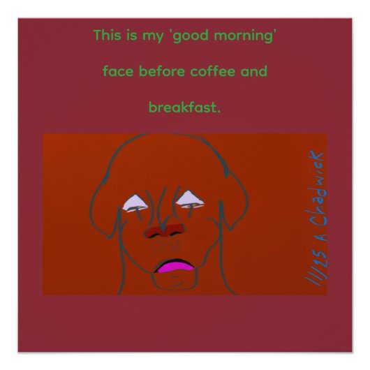 Clown-Faced Dog Cartoon Sketch Glossy Poster Perfect Poster (Voorkant)