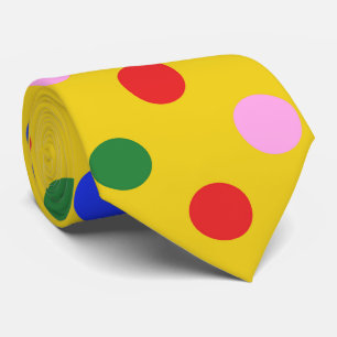 Clown feestdas_geel met kleurrijke stippen L Stropdas