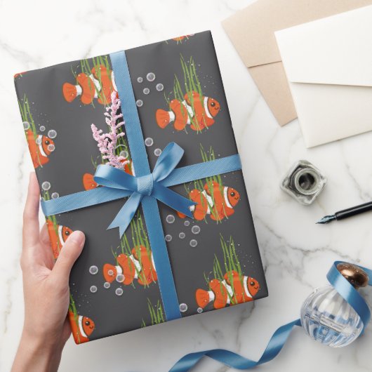 Clown Fish In Bubbles and Seaweed Cadeaupapier (Geschenken)