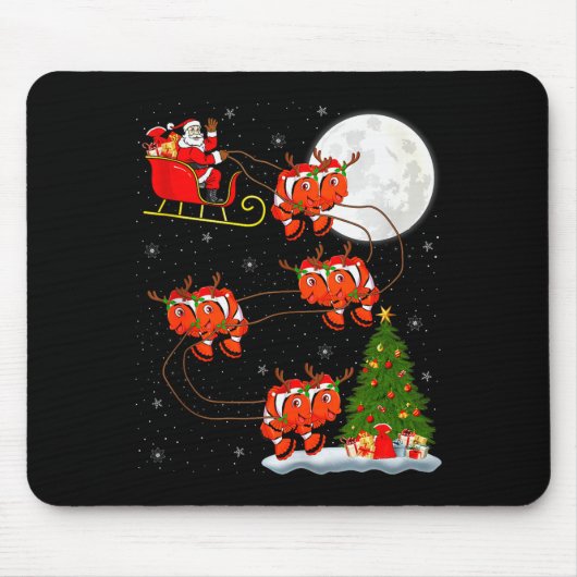 Clown Fish Santa Sleigh Flying Funny Magical Chris Muismat (Voorkant)