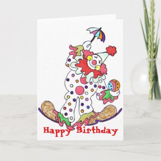 Clown, Gelukkige Verjaardag Kaart (Voorkant)