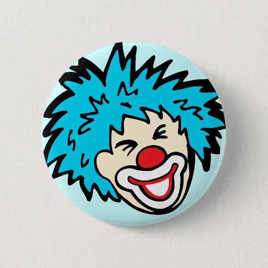 clown grafische knoopbadge op lichtblauw ronde button 5,7 cm (Voorkant)