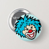 clown grafische knoopbadge op lichtblauw ronde button 5,7 cm (Voorkant /achterkant)