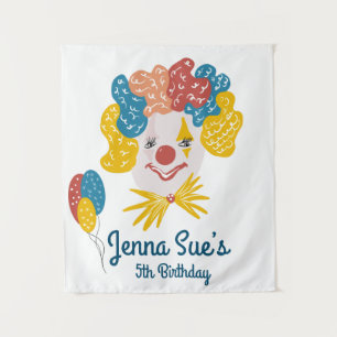 Clown Hand Getekend Carnaval Verjaardag Kleurrijk Wandkleed
