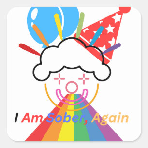 Clown: Ik ben weer nuchter Vierkante Sticker