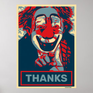 Clown in rood en blauw, tekst bewerken poster