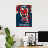 Clown in rood en blauw, tekst bewerken poster (Thuiskantoor)