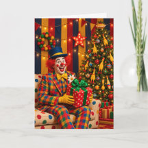 Clown Kerstmis & Rubber Kip Kerstboom Kaart