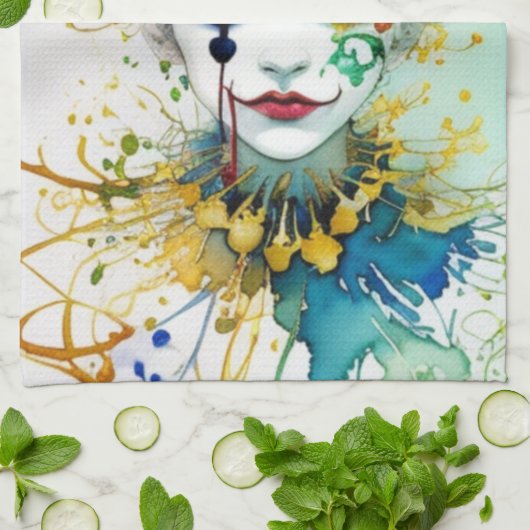 Clown keukenhanddoek (Gevouwen)